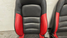 Load image into Gallery viewer, 06 12 Corvette Z06 Leather Black Red Front Driver Passenger Seats Heated Pair
